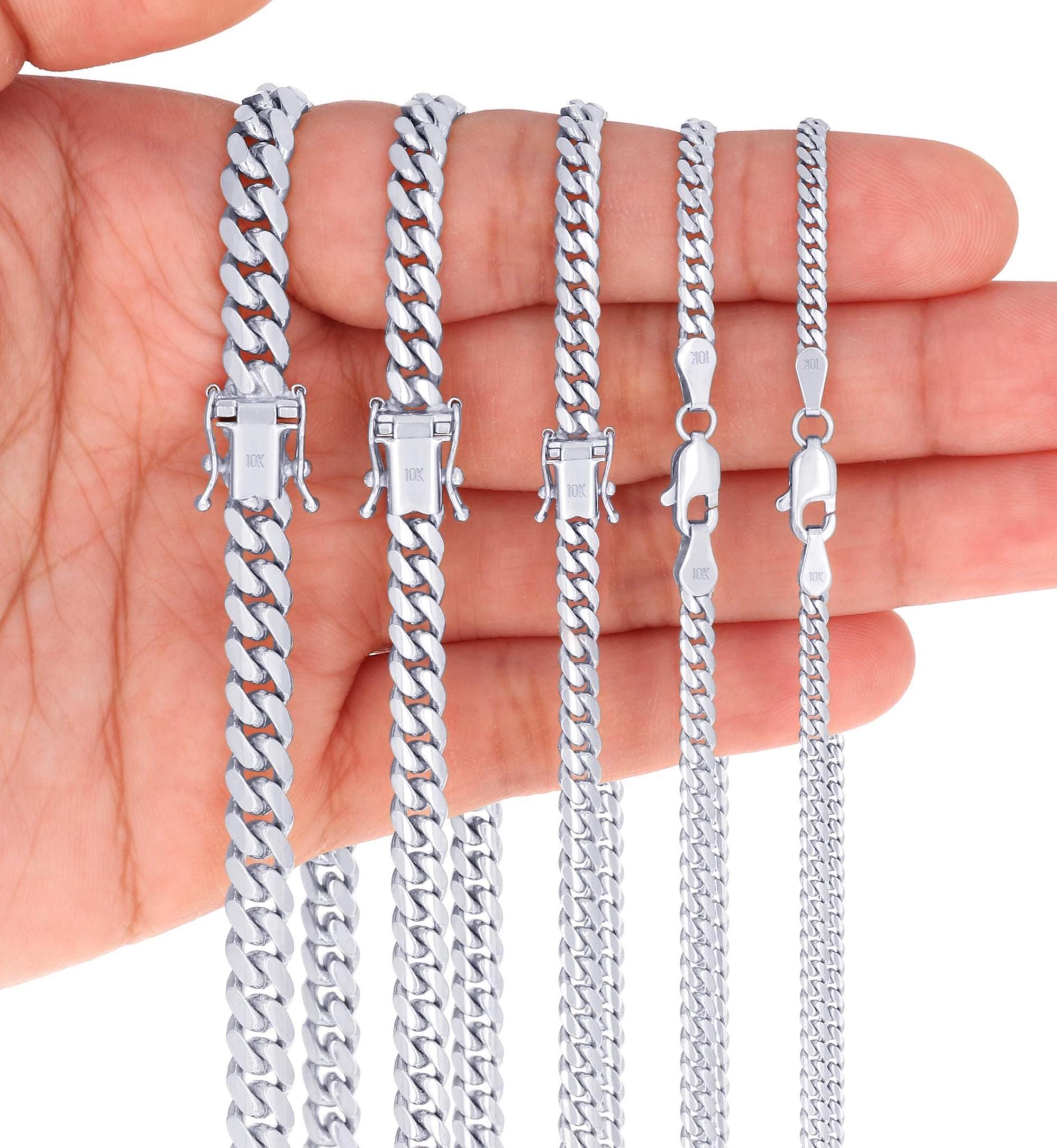 マイアミキューバン ネックレス×ブレスレット セット　Cuban Chain 10Kホワイトゴールド マイアミキューバンリンクチェーン | 本物の