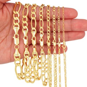 10K Yellow Gold Figaro Bracelet | Real Gold Italian Link Chain | 2mm 2.5mm 3.5mm 4.5mm 5.5mm 7mm 8mm 9mm | 7" - 9" | Mens & Womens Jewelry image 1