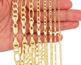 10K Yellow Gold Figaro Bracelet | Real Gold Italian Link Chain | 2mm 2.5mm 3.5mm 4.5mm 5.5mm 7mm 8mm 9mm | 7" - 9" | Mens & Womens Jewelry