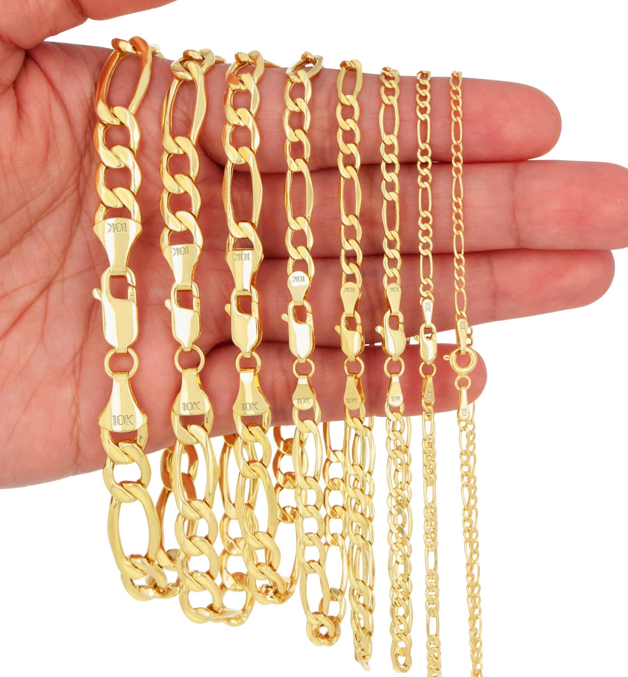 10K Yellow Gold Figaro Bracelet | Real Gold Italian Link Chain