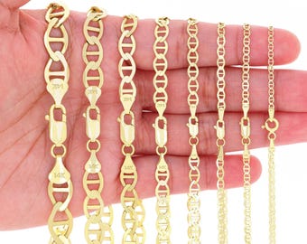 14K Yellow Gold Mariner Necklace | Solid Anchor Link Chain | 2mm 2.5mm 3mm 4mm 5mm 6mm 7.5mm | 16 - 26 inches | Mens & Womens Jewelry