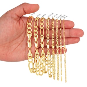 10K Yellow Gold Figaro Bracelet | Real Gold Italian Link Chain | 2mm 2.5mm 3.5mm 4.5mm 5.5mm 7mm 8mm 9mm | 7" - 9" | Mens & Womens Jewelry image 2