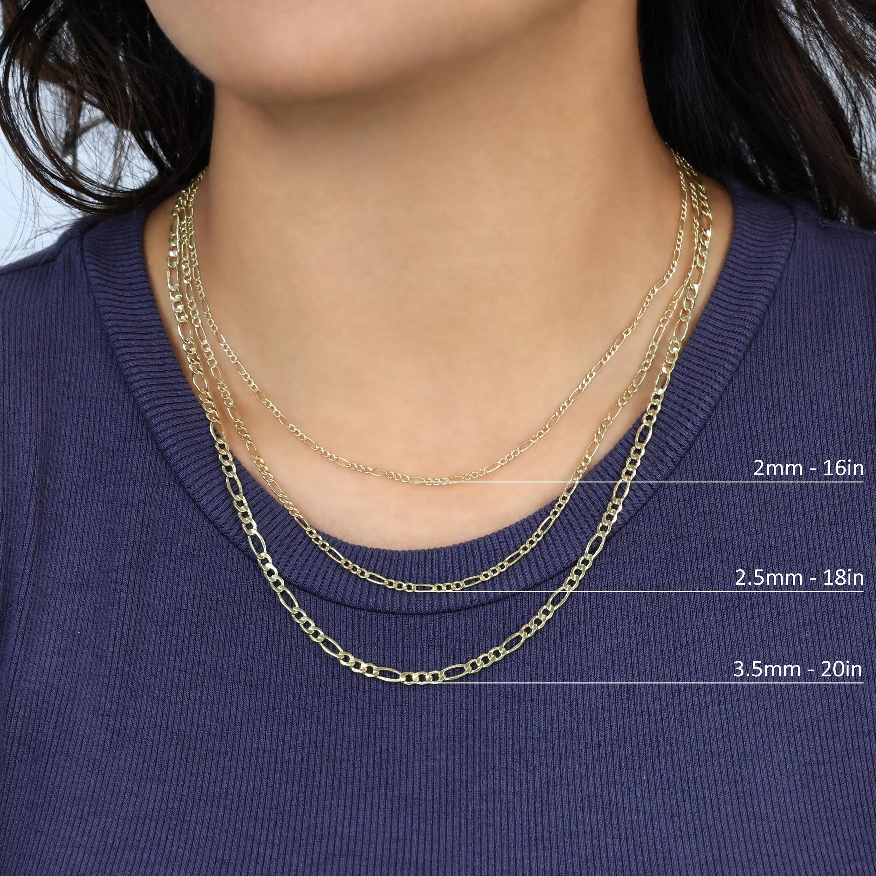 10K Yellow Gold Figaro Chain | Real Gold Italian Link Necklace 