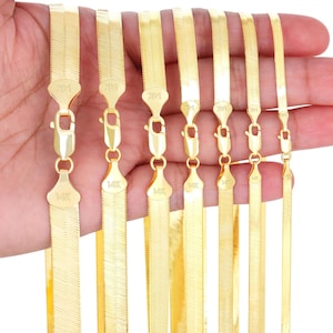 10K Solid Yellow Gold Herringbone Flexible Chain | Real Italian Necklace | 3mm 4mm 5mm 6mm 7mm 8mm 9mm | 14" - 24" | Mens & Womens Jewelry