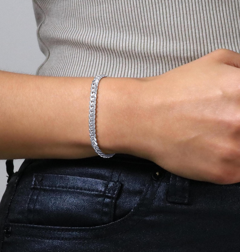 10K Solid White Gold Miami Cuban Bracelet | Real Cuban Curb Chain | 2.7mm 3.5mm 4mm 5mm 6mm 7mm | 7" 7.5" 8" 8.5" 9" | Men & Women image 4