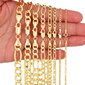 10K Yellow Gold Figaro Chain | Real Gold Italian Link Necklace | 2mm 2.5mm 3.5mm 4.5mm 5.5mm 7mm 8mm 9mm | 16-30" | Mens & Womens Jewelry