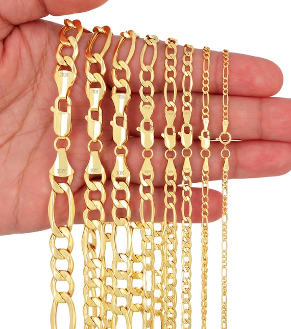 10K Yellow Gold Figaro Chain | Real Gold Italian Link Necklace | 2mm 2.5mm 3.5mm 4.5mm 5.5mm 7mm 8mm 9mm | 16-30" | Mens & Womens Jewelry