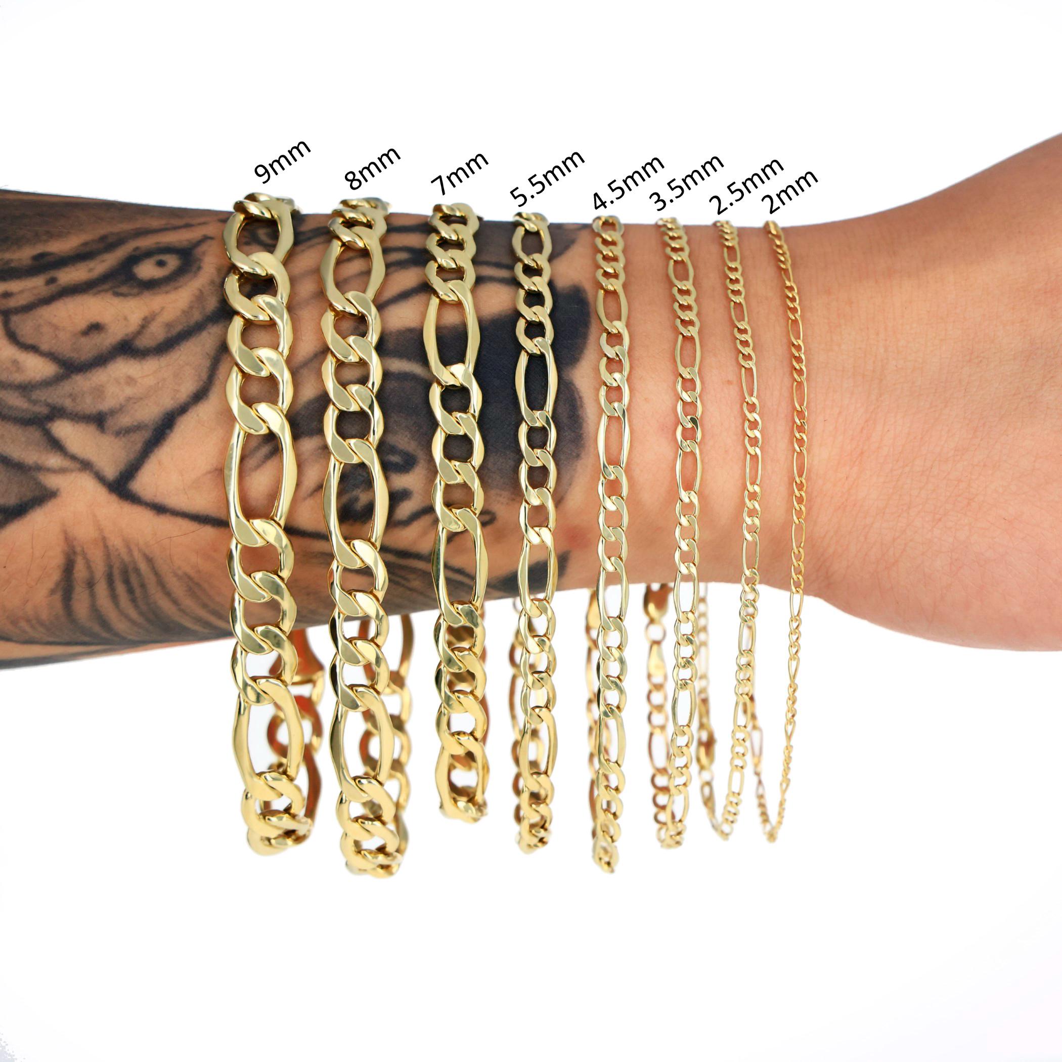 10K Yellow Gold Figaro Bracelet | Real Gold Italian Link Chain