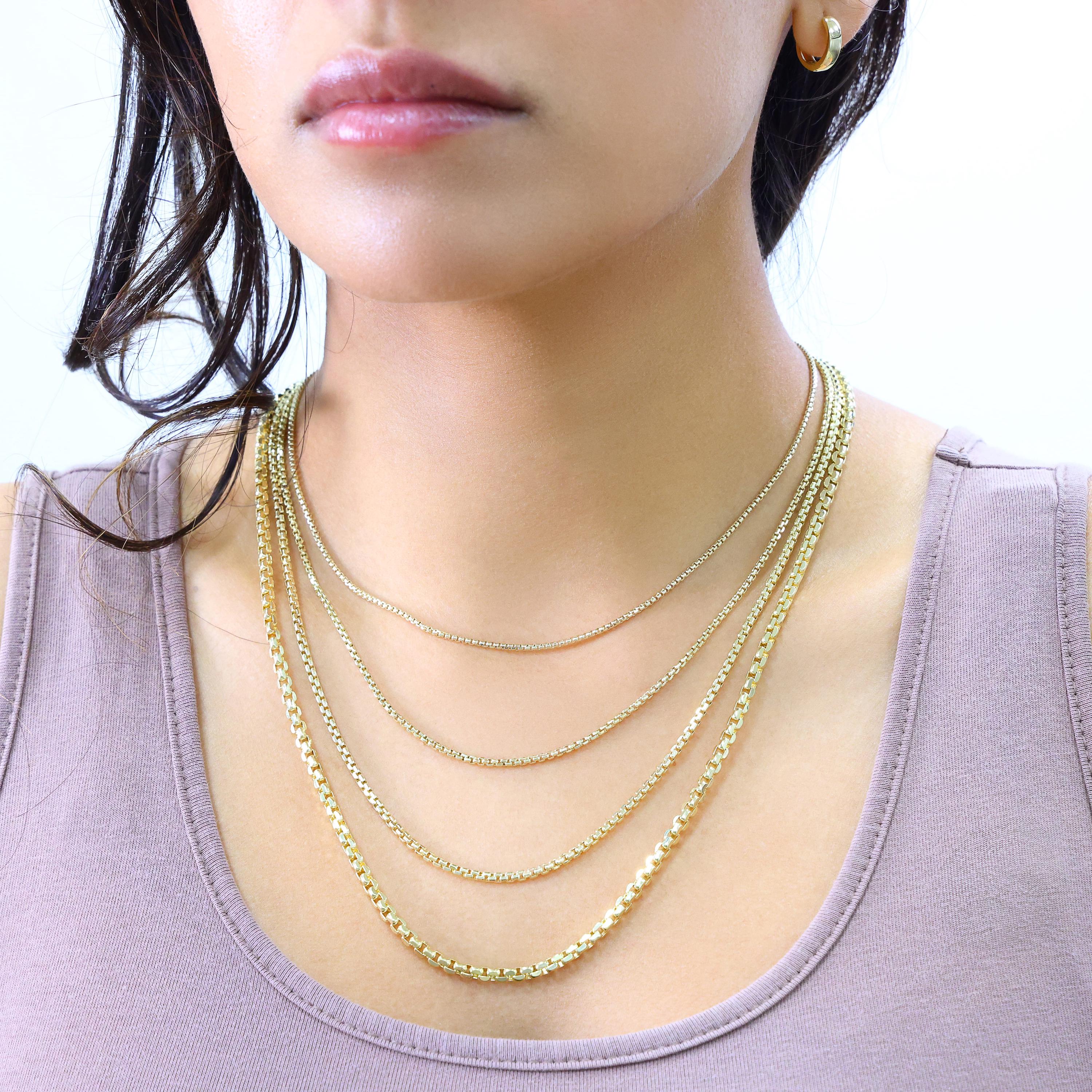 10K Yellow Gold Round Box Chain | Real Gold Italian Venetian