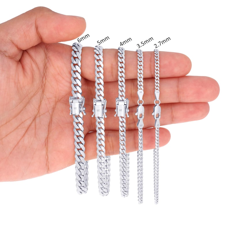 10K Solid White Gold Miami Cuban Bracelet | Real Cuban Curb Chain | 2.7mm 3.5mm 4mm 5mm 6mm 7mm | 7" 7.5" 8" 8.5" 9" | Men & Women image 2