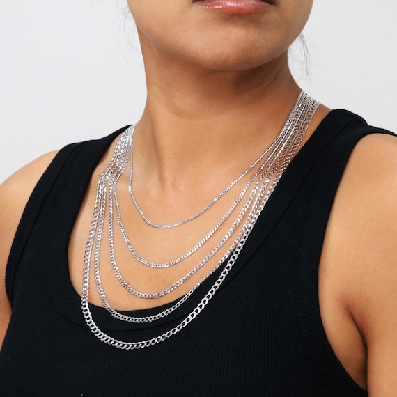 Catena A Maglie Cubane In Oro Massiccio 14K, Italia 14K - Foto 5