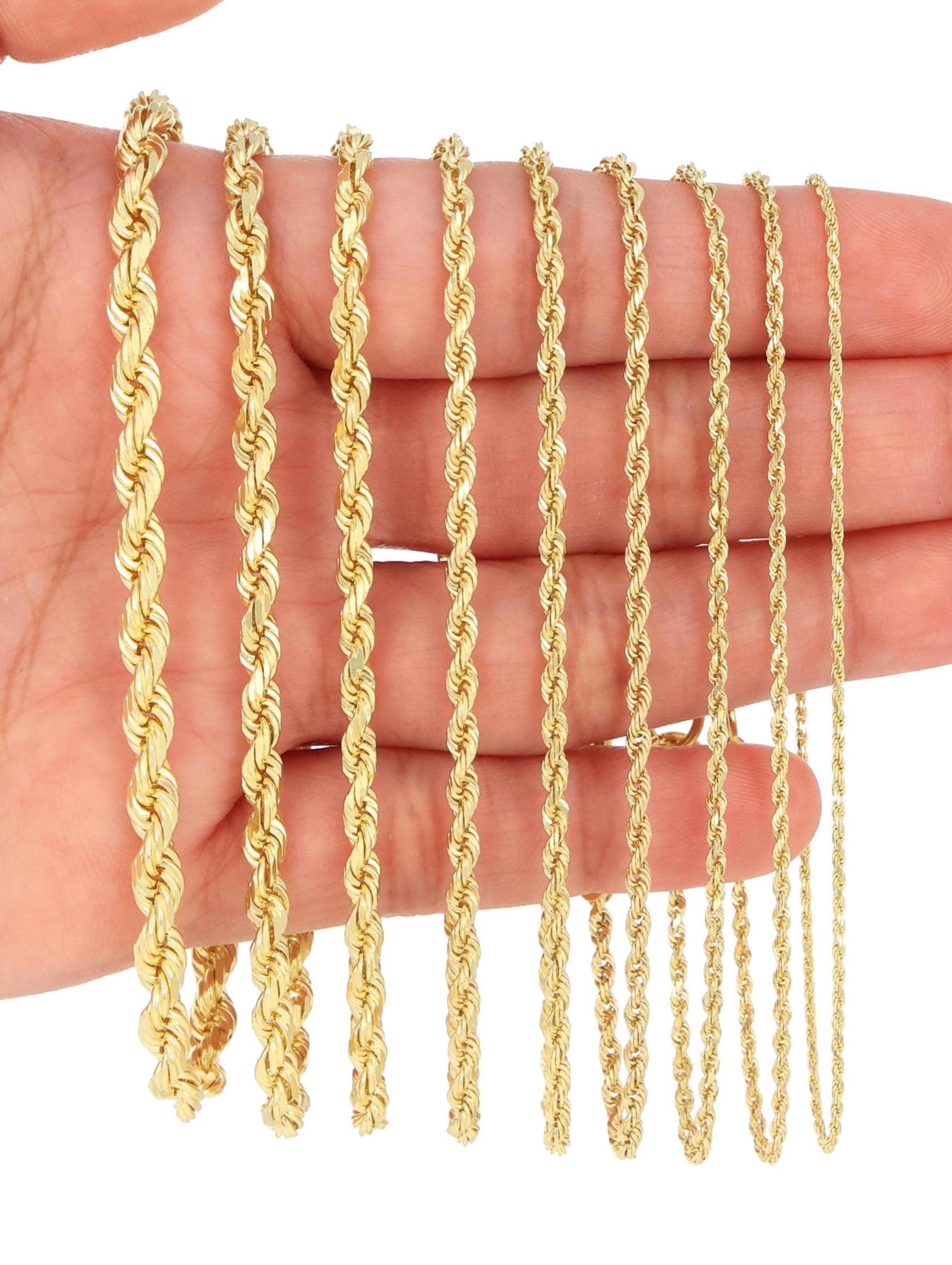 10K GELBGOLD 2MM Solid Diamantschliff Seil Link Armband Fußkettchen 376036725285