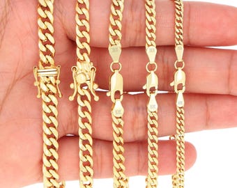 10K Solid Yellow Gold Miami Cuban Link Bracelet | Real Italian Curb Chain | 2.7mm 3.5mm 4mm 5mm 6mm 7mm 8mm 9mm 10mm | 7" - 9" | Men & Women