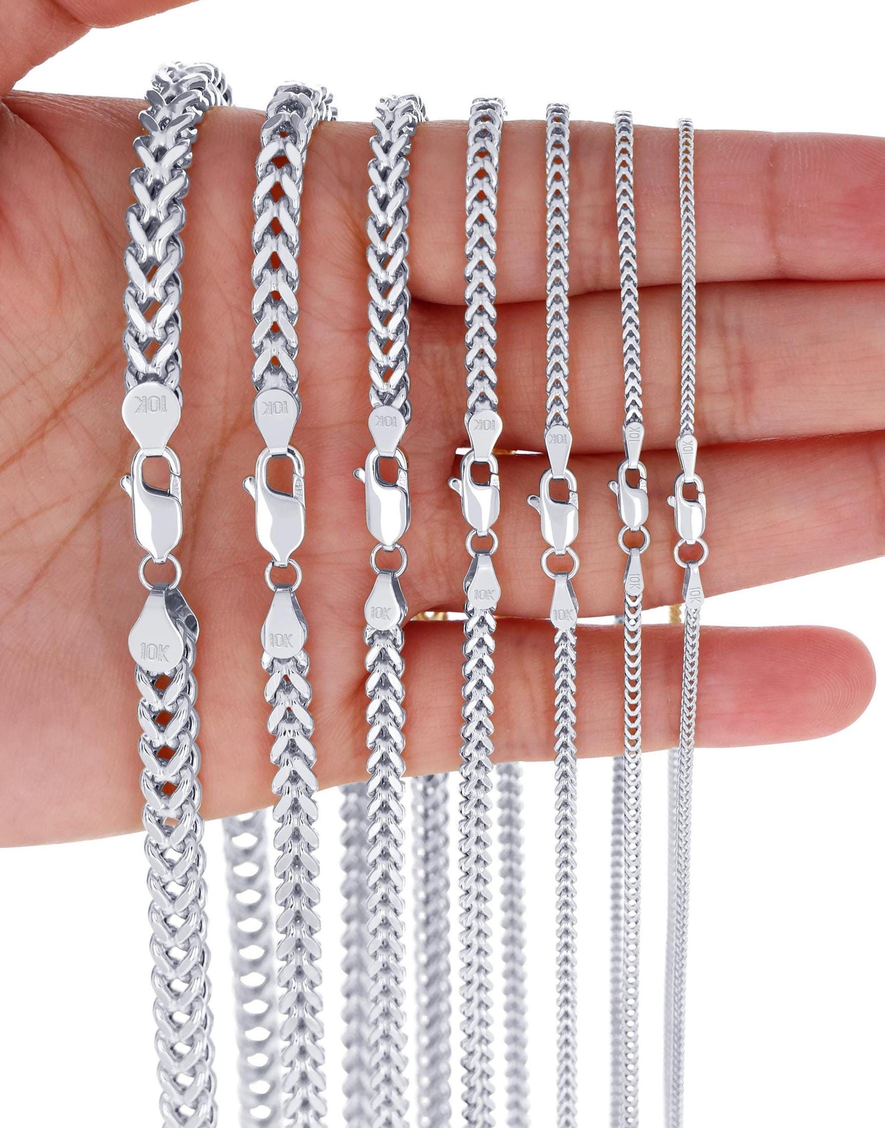 10K White Gold Franco Square Box Chain | Real Italian Gold Spiga