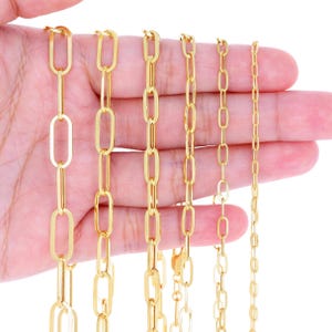 10K Yellow Gold Paperclip Chain | Real Italian Gold Stacking Layering Necklace | 2mm 3mm 4mm 5mm 6mm 7mm | 16" - 24" | Mens & Womens Jewelry
