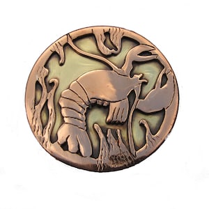 Lobster Belt Buckle shark week nautical marine masculine hand made handmade Tracie Sachs Design one of a kind unique copper brass Maine