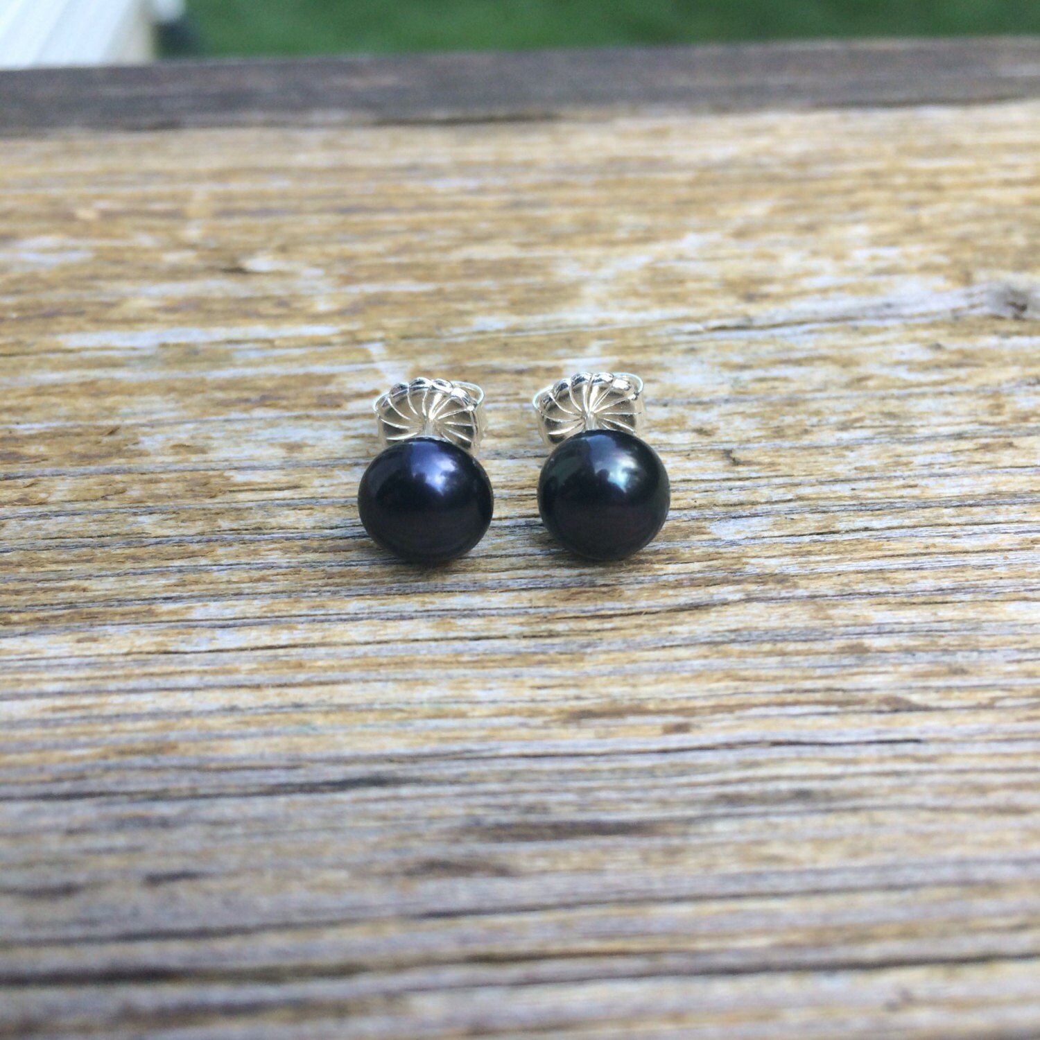 Black Pearl Stud Earrings Pearls Black Pearls Pearl Studs Etsy