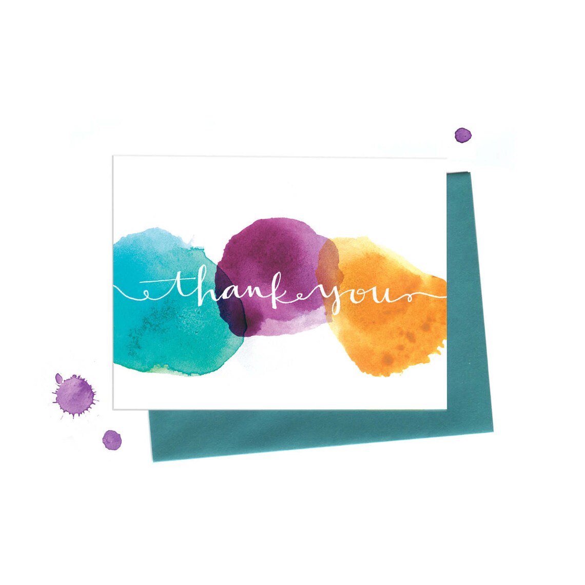 Thank You Notes Greeting Card Set with Watercolor Dots and Etsy