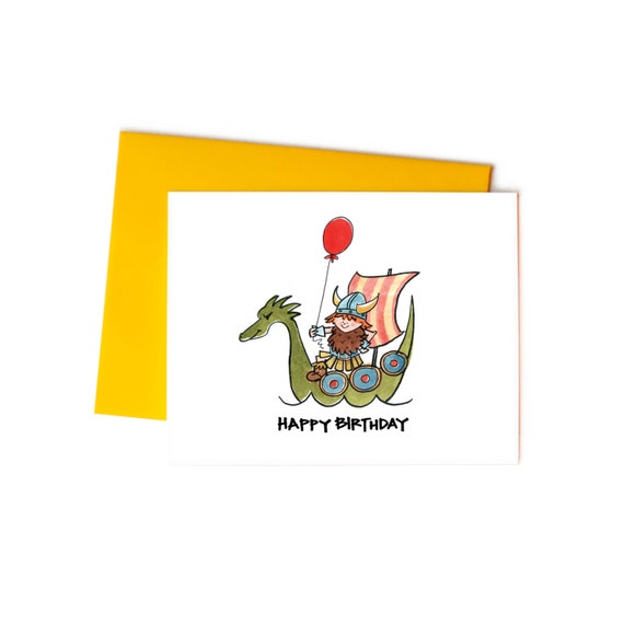 Joyeux Anniversaire Viking Carte Unique Etsy