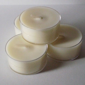 24 Soy Wax Clear Cup Tea Lights Scented, DYE FREE image 2