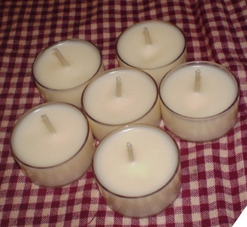 6 Dye Free CANDY CANE Clear Cup Soy Wax Tea Lights image 2