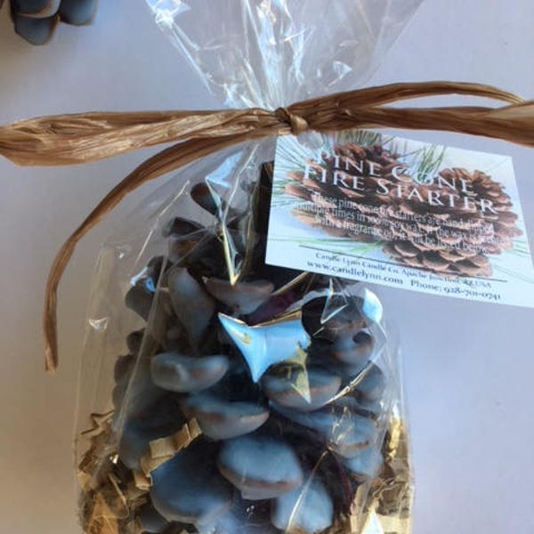 FIRE STARTERS - Individually Wrapped Hand Dipped Pine Cone -  Great for Fireplace, Firepit and more