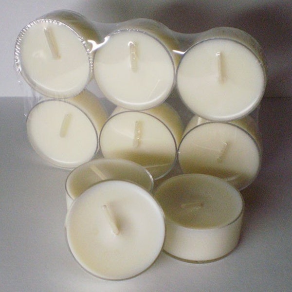 6 Dye Free CANDY CANE Clear Cup Soy Wax Tea Lights