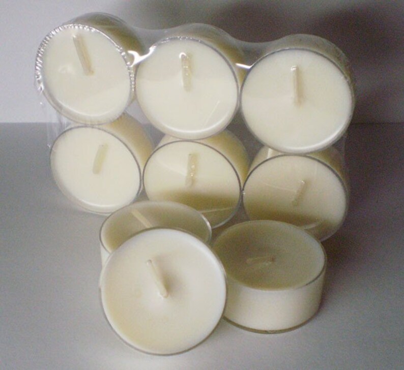 6 Dye Free CANDY CANE Clear Cup Soy Wax Tea Lights image 1