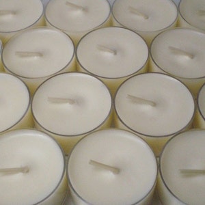 24 Soy Wax Clear Cup Tea Lights Scented, DYE FREE image 1