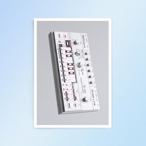 Stampa artistica Roland TB-303 – Omaggio all'iconico sintetizzatore analogico – Decorazione per studio musicale per amanti dei sintetizzatori e arte murale per la casa