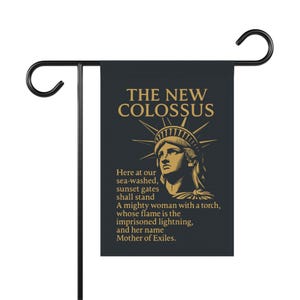 Bandiera da giardino "The New Colossus", striscione "Patriot Liberty", cartello da giardino con citazione di benvenuto, decorazione da esterno per il 4 luglio e il Giorno dell'Indipendenza