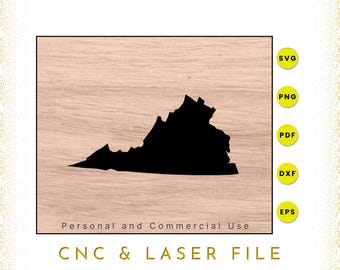 Mapa del estado de Virginia / Virginia SVG / Virginia PNG / Virginia Map Clipart / Cricut y Silhouette Cutfiles / Vector / dxf / eps / pdf
