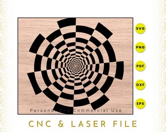 Geometric Optical Illusion SVG File: Laser Cut CNC Design (Digital Download)