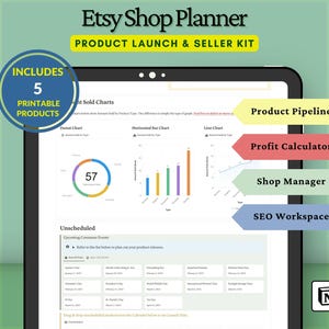 Notion Etsy Shop Planner: The Ultimate Business Dashboard for Product Planning, Profit Tracking, SEO & Managing Your Small Business
