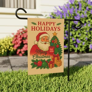 Festive Holiday Garden Banner, Christmas Decoration, Outdoor Decor, Merry Christmas Sign, Seasonal Yard Flag