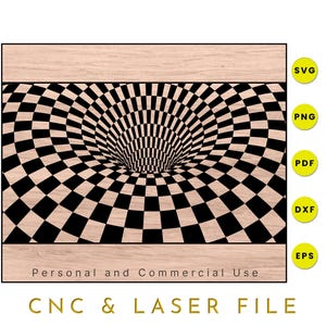3D Checker Tunnel Optical Illusion SVG | Expanding Depth Wall Art for CNC, Laser Cutting, Modern Decor, Digital Download Cut File