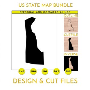 Delaware State Map | Delaware SVG | Delaware PNG | Delaware Map Clipart | Cricut and Silhouettes Cutfiles | Vector | dxf | eps | pdf