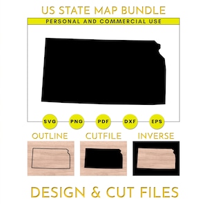 Kansas Bundesstaat Karte | Kansas SVG | Kansas PNG | Kansas Karte Clipart | Cricut und Silhouetten Schnittdateien | Vektor | dxf | eps | pdf