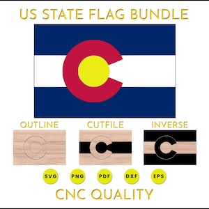Colorado Flag SVG Bundle | CNC Quality Cut Files | Color, Outline, Cutfile, Inverse | dxf, png, pdf, eps