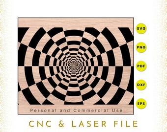SVG-bestand optische illusie: geometrische lasergesneden kunst aan de muur (digitale download)