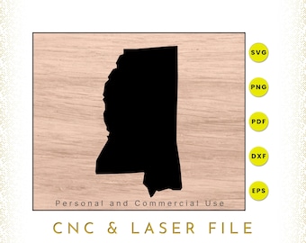 Mississippi Map: SVG, PNG, DXF Cut Files (Digital Download)