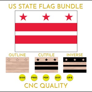 Pacote DC Flag SVG | Arquivos de corte de qualidade CNC | Cor, contorno, arquivo de corte, inverso | dxf, png, pdf, eps