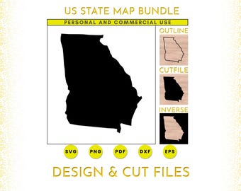 Georgia State Map | Georgia SVG | Georgia PNG | Georgia Map Clipart | Cricut and Silhouettes Cutfiles | Vector | dxf | eps | pdf