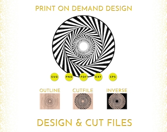 Hypnotic Black Swirl Optical Illusion SVG Cut File (Digital Download)