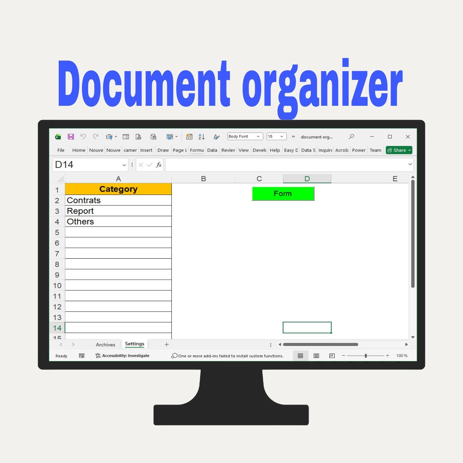 Document Organizer Excel - Archives Management -archiving System ...