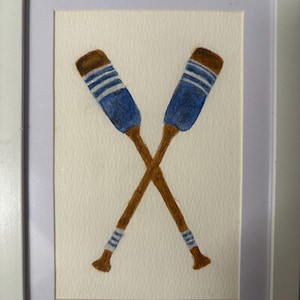 Watercolor Oars Framed Original Signed Painting