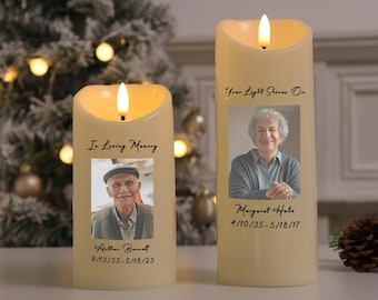 Personalized Picture LED Tribute Candle,Custom Photo Memorial Candle,Sympathy Candle to Rememberance Loved Ones,Family Bereavement Gifts