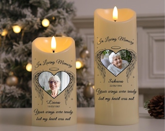 Vela LED con foto personalizada, vela conmemorativa con foto, vela de condolencias para seres queridos, regalos de duelo.