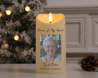 Vela LED de homenaje con foto personalizada, vela conmemorativa con foto personalizada, vela de condolencia para recordar a los seres queridos, regalos para familiares en duelo.