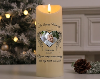 Vela LED con foto personalizada, vela conmemorativa con foto, vela de condolencias para seres queridos, regalos de duelo.